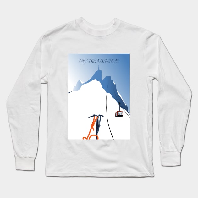 Chamonix Aiguille du Midi skis leewarddesign Long Sleeve T-Shirt by leewarddesign